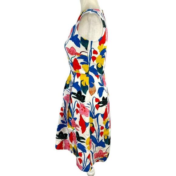J.Crew A-line Dress Morning Flower Floral White Linen Summer Midi Dress Size 00 - Picture 10 of 14